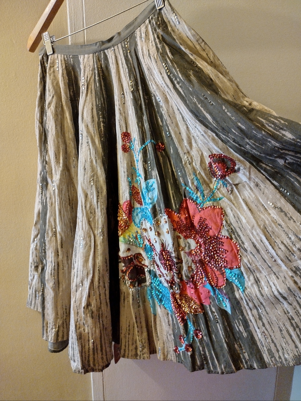 Monica Paris Calypso Multicolor Embellished Hand Embroidered Skirt